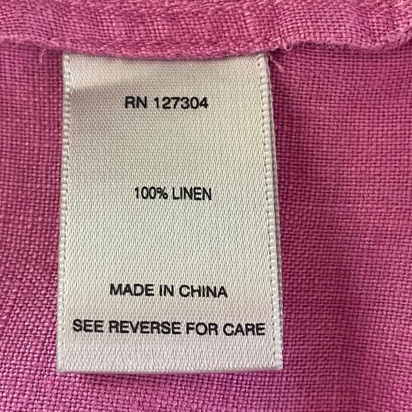 John Mark Pink 100% Linen Button Down Shirt Tie Front Size XL Roll Tab Sleeves - Picture 9 of 10